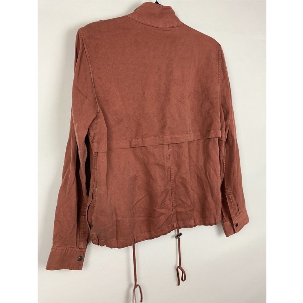 Rails Womens Collins Linen Blend Moto Jacket M Burgundy Moto Boho Guinevere Beck - Picture 7 of 10